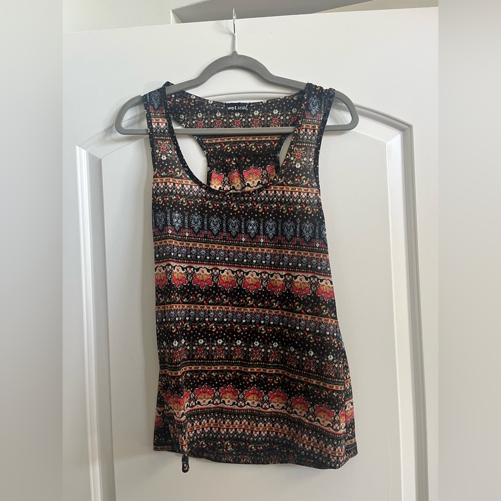 Wet Seal Pink and Black Cut Out Tank Top